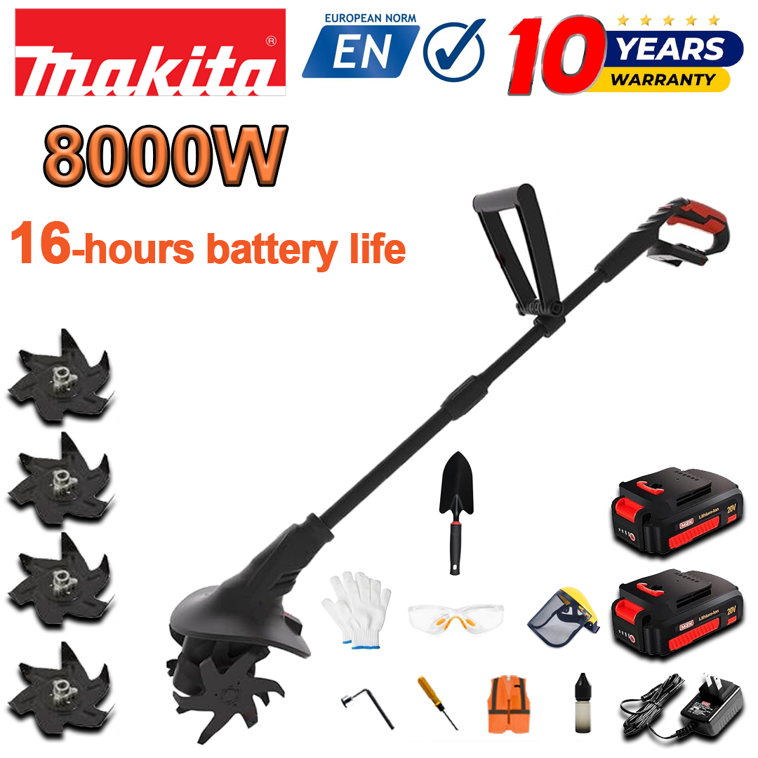 (Duração da bateria 16 horas) Arado de 8000 W + bateria de lítio de 96 V * 2 + carregador rápido * 1 + pá * 1 + lâmina de arado * 4 + vários acessórios